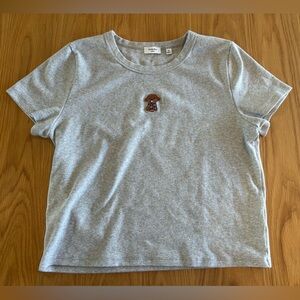 Aritzia Sunday Best BestHug Little Ribbed Icon T-Shirt Heather Chrome Size XL